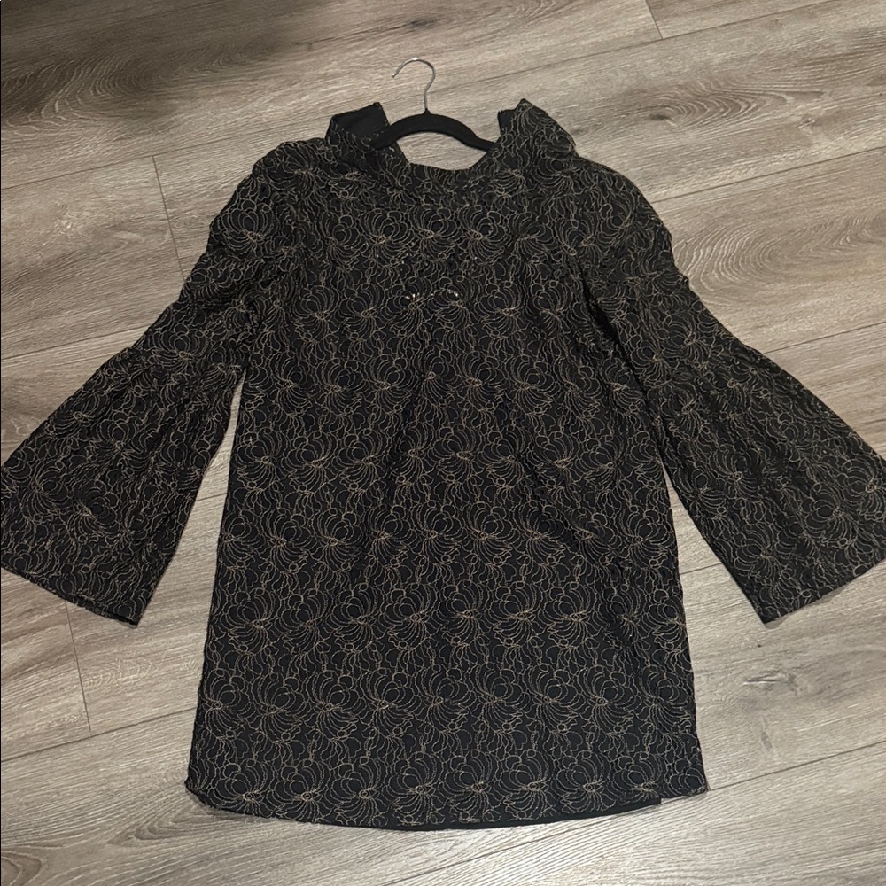 BCBGeneration Black and Gold Long Sleeve Dress